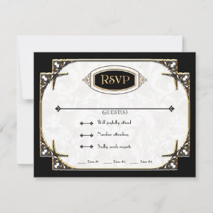 Tarjeta De Confirmación De Asistencia Magnífica tipografía de estilo Gatsby en oro de en