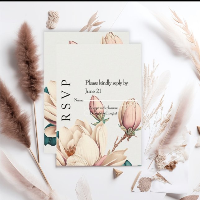 Tarjeta De Confirmación De Asistencia Magnolia de Rubor (Subido por el creador)