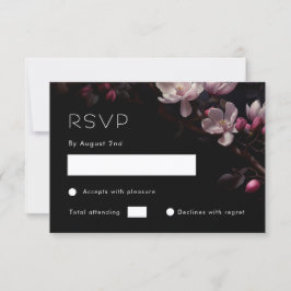 Tarjeta De Confirmación De Asistencia Magnolia Floral Negra