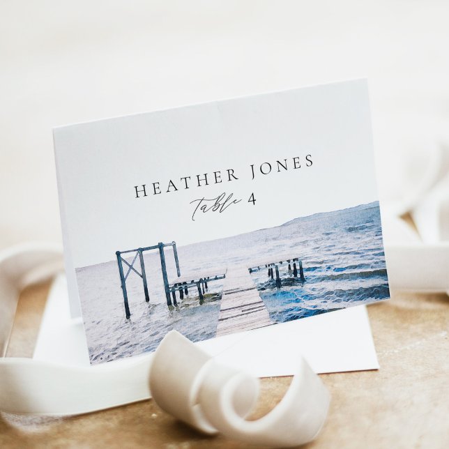 Tarjeta De Confirmación De Asistencia MAIRI Lake Pier Ocean Destination Place Cards (Subido por el creador)