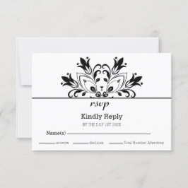 Tarjeta De Confirmación De Asistencia Mandala floral negra