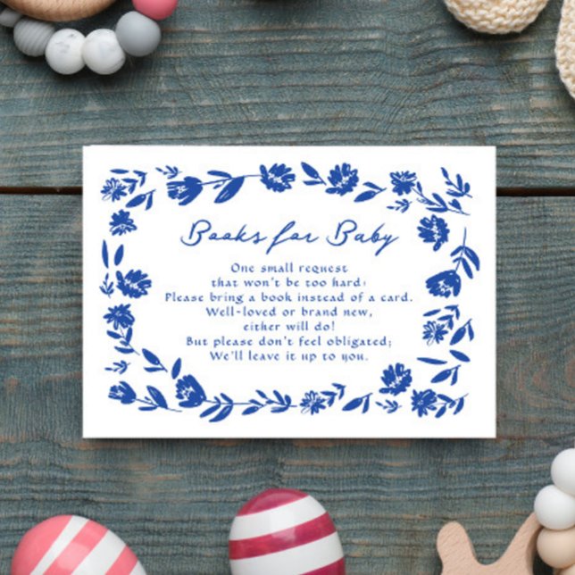 Tarjeta De Confirmación De Asistencia Mano azul dibuja libro de flores para bebé (Subido por el creador)
