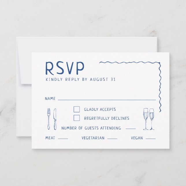 Tarjeta De Confirmación De Asistencia Mano caprichosa dibujada Boda ilustrado (Anverso)