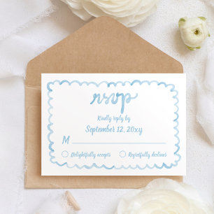 Tarjeta De Confirmación De Asistencia Mano caprichosa Marco azul claro ilustrado