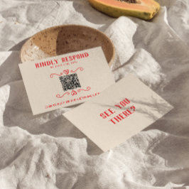 Tarjeta De Confirmación De Asistencia Mano de código QR rojo retro dibujada con Boda qui