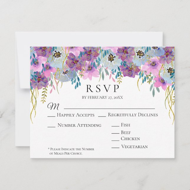 Tarjeta De Confirmación De Asistencia *~* Manos de mano Flores rosadas Boda blanco (Anverso)