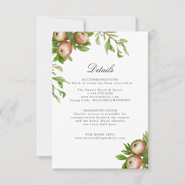 Tarjeta De Confirmación De Asistencia manzanas en boda acuático detalles tarjeta de gabi (Anverso)