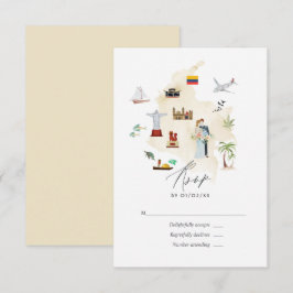 Tarjeta De Confirmación De Asistencia Mapa de Boda de Destino en Colombia