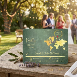 Tarjeta De Confirmación De Asistencia Mapa Personalizado de la Boda del Viaje de Amor