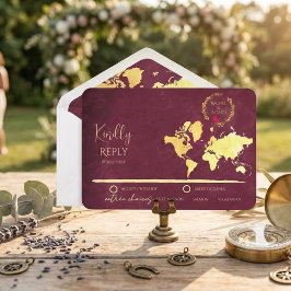 Tarjeta De Confirmación De Asistencia Mapa Personalizado de la Travesía del Amor Boda