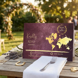 Tarjeta De Confirmación De Asistencia Mapa Personalizado de la Travesía del Amor Boda