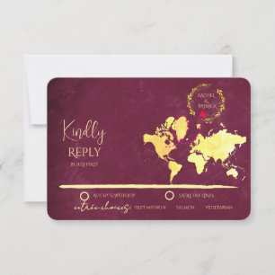 Tarjeta De Confirmación De Asistencia Mapa Personalizado de la Travesía del Amor Boda