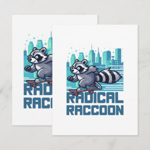 Tarjeta De Confirmación De Asistencia Mapache Radical Urbano Skateboarder