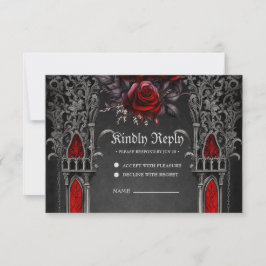 Tarjeta De Confirmación De Asistencia Maravilloso diseño boda gótico oscuro.