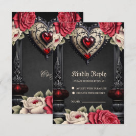 Tarjeta De Confirmación De Asistencia Maravilloso y generoso corazón gótico.