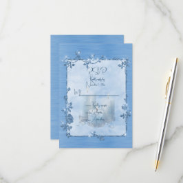 Tarjeta De Confirmación De Asistencia Marco azul brillante elegante y reluciente