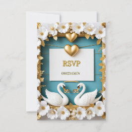 Tarjeta De Confirmación De Asistencia Marco de boda de cisne para decoración de boda de 