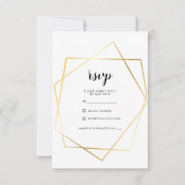 Tarjeta De Confirmación De Asistencia Marco de boda de oro geométrico moderno
