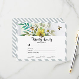 Tarjeta De Confirmación De Asistencia Marco dorado de las flores de verano