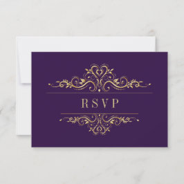 Tarjeta De Confirmación De Asistencia Marco Dorado Purple Elegant