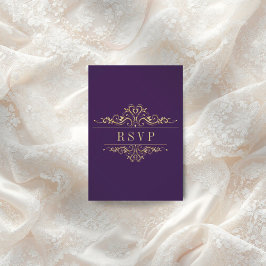 Tarjeta De Confirmación De Asistencia Marco Dorado Purple Elegant