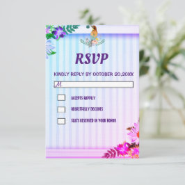 Tarjeta De Confirmación De Asistencia Marco floral de gradiente elegante