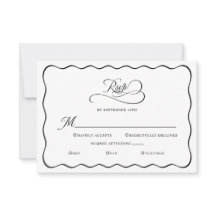 Marco Ondulado Negro para Tarjeta de Boda Elegante