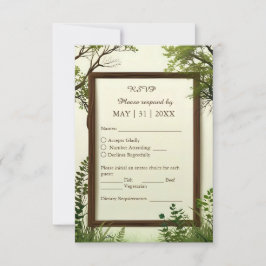 Tarjeta De Confirmación De Asistencia marco rústico de árbol de vegetación