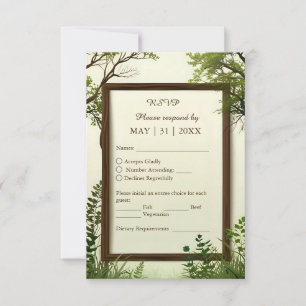 Tarjeta De Confirmación De Asistencia marco rústico de árbol de vegetación