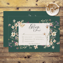 Marco rústico de flores silvestres verde esmeralda