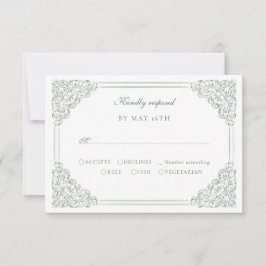 Tarjeta De Confirmación De Asistencia Marco victoriano barroco verde apagado