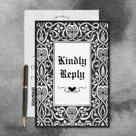 Tarjeta De Confirmación De Asistencia Marco vintage gótico negro y blanco Roycroft