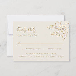 Tarjeta De Confirmación De Asistencia Marfil Line Arte Floral Elegante Boda