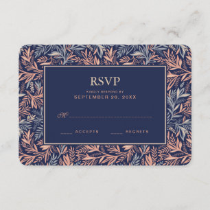 Tarjeta De Confirmación De Asistencia Marina de guerra y rosa florales y modelo de la