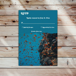 Tarjeta De Confirmación De Asistencia Marina Submarina Arrecifes de Pescado Océano Boda