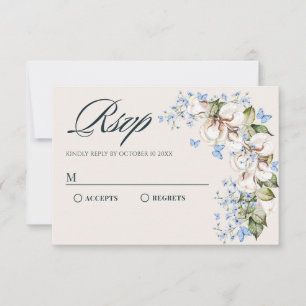 Tarjeta De Confirmación De Asistencia Mariposa azul floral