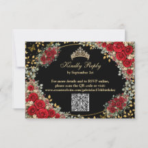 Mariposa Dorada Negra y Roja Quinceañera