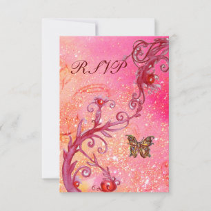 Tarjeta De Confirmación De Asistencia MARIPOSA EN SPARKLES RSVP, Fiesta elegante de boda