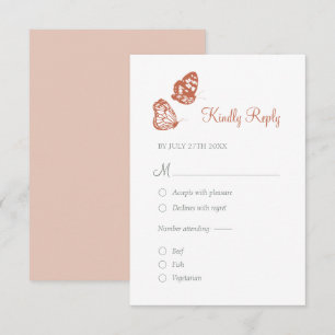 Tarjeta De Confirmación De Asistencia Mariposa floral Jardín Terracotta Boho Boda