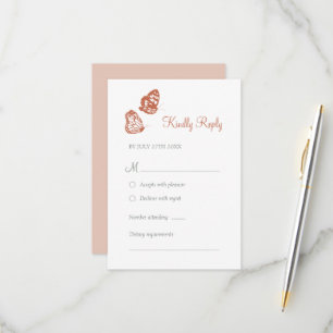 Tarjeta De Confirmación De Asistencia Mariposa floral Jardín Terracotta Boho Boda