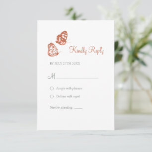 Tarjeta De Confirmación De Asistencia Mariposa floral Jardín Terracotta Boho Boda