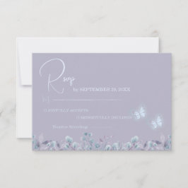 Tarjeta De Confirmación De Asistencia Mariposa Floral Morada Elegante