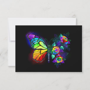 Tarjeta De Confirmación De Asistencia Mariposa florida arcoiris