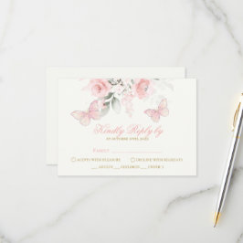 Tarjeta De Confirmación De Asistencia Mariposa rosa Quinceañera