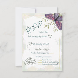 Tarjeta De Confirmación De Asistencia Mariposa Violeta Aquarela