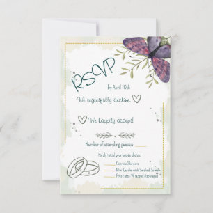 Tarjeta De Confirmación De Asistencia Mariposa Violeta Aquarela