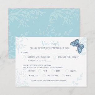 Tarjeta De Confirmación De Asistencia Mariposas de arte gráfico y boda giratorio floral