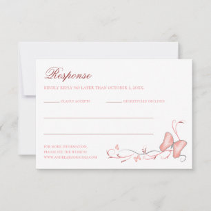 Tarjeta De Confirmación De Asistencia Mariposas rosadas y Swirls Quinceanera