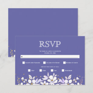 Tarjeta De Confirmación De Asistencia Marisma floral blanca, boda azul peringuil