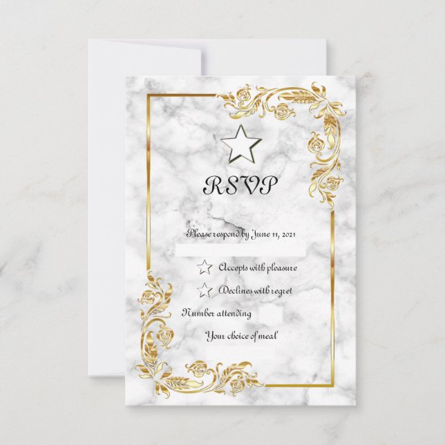 Tarjeta De Confirmación De Asistencia Mármol (Anverso)